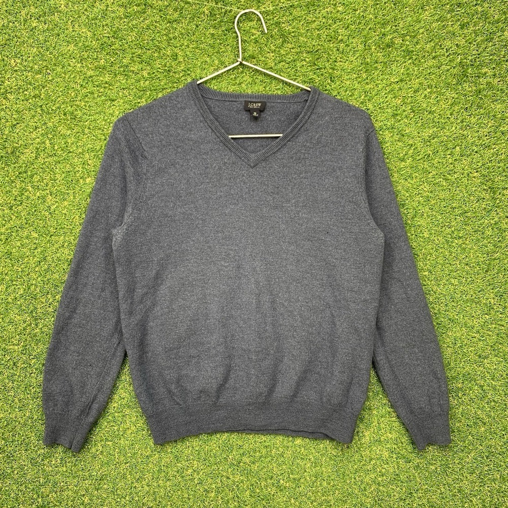 J.Crew Merino Wool Sweater Men's Medium Slim Fit Dark Blue V-Neck Modern Casual
